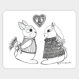 Furever Together - Two love struck bunny rabbits Sticker